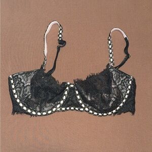 Victoria's Secret Black Lace Bra with Pale Pink Details